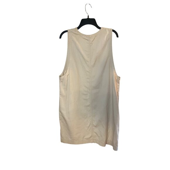 VTG- Essentials Style Beige 100% Cotton  V-Neck dress Pockets Large granola girl - Picture 2 of 11